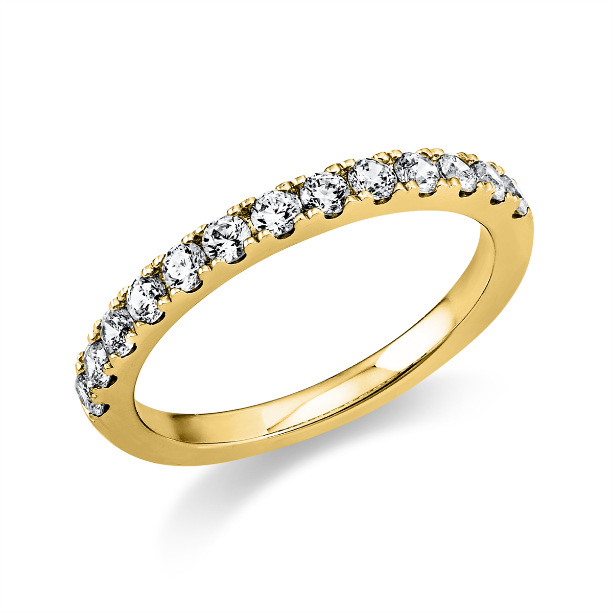 diamond full cut eternity half ring in yellow gold