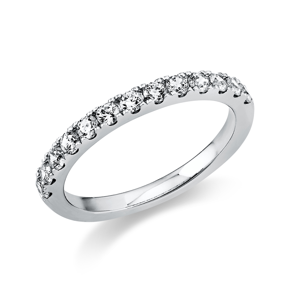 diamond full cut eternity half ring in white gold