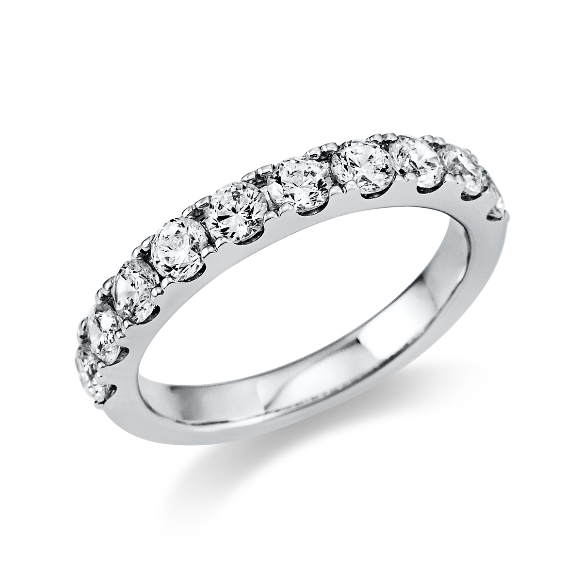 diamond full cut eternity half ring in white gold