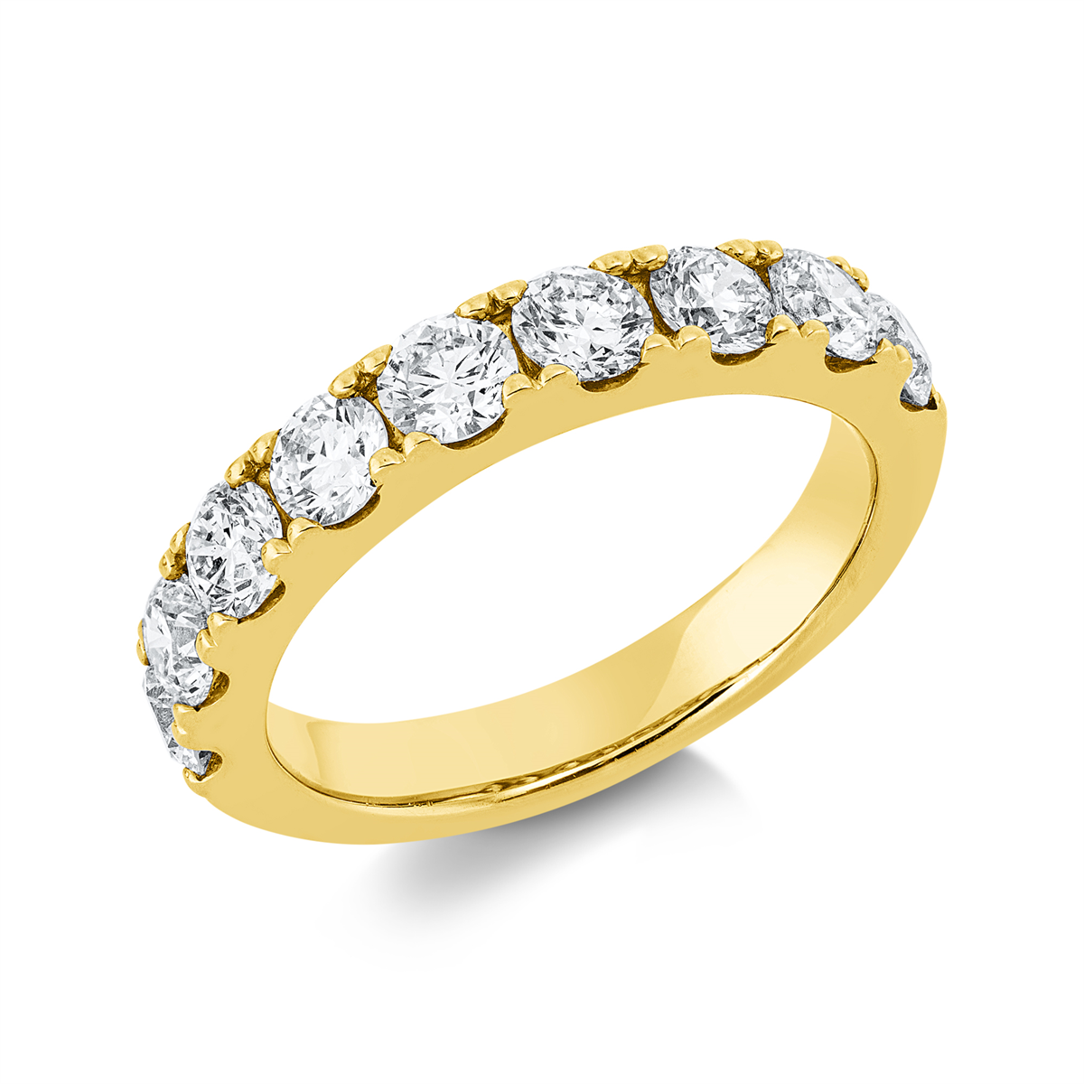 diamond full cut eternity half ring in yellow gold