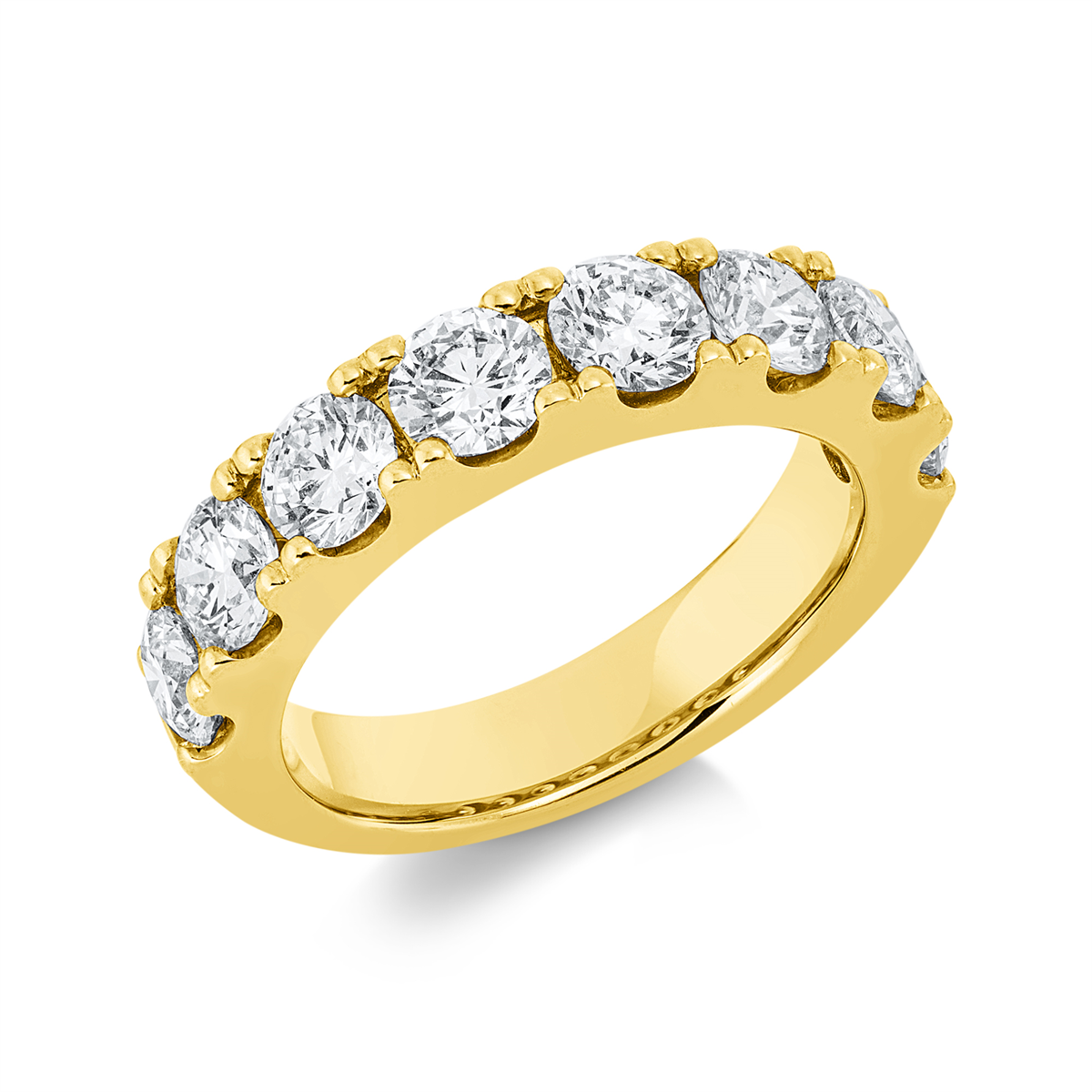 diamond full cut eternity half ring in yellow gold