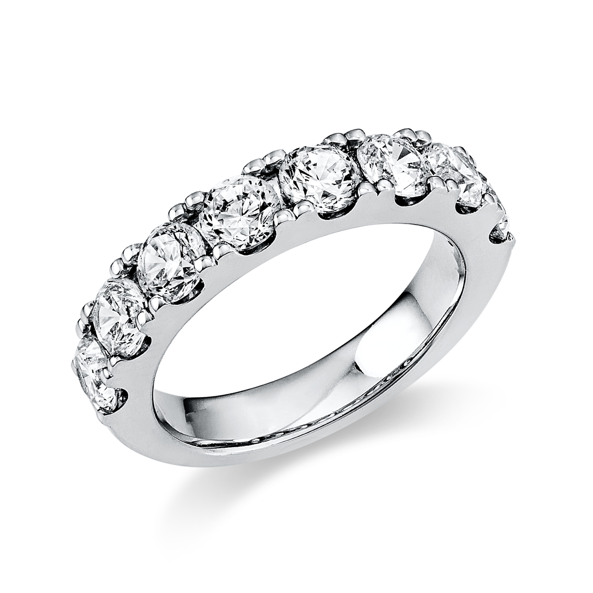 diamond full cut eternity half ring in white gold