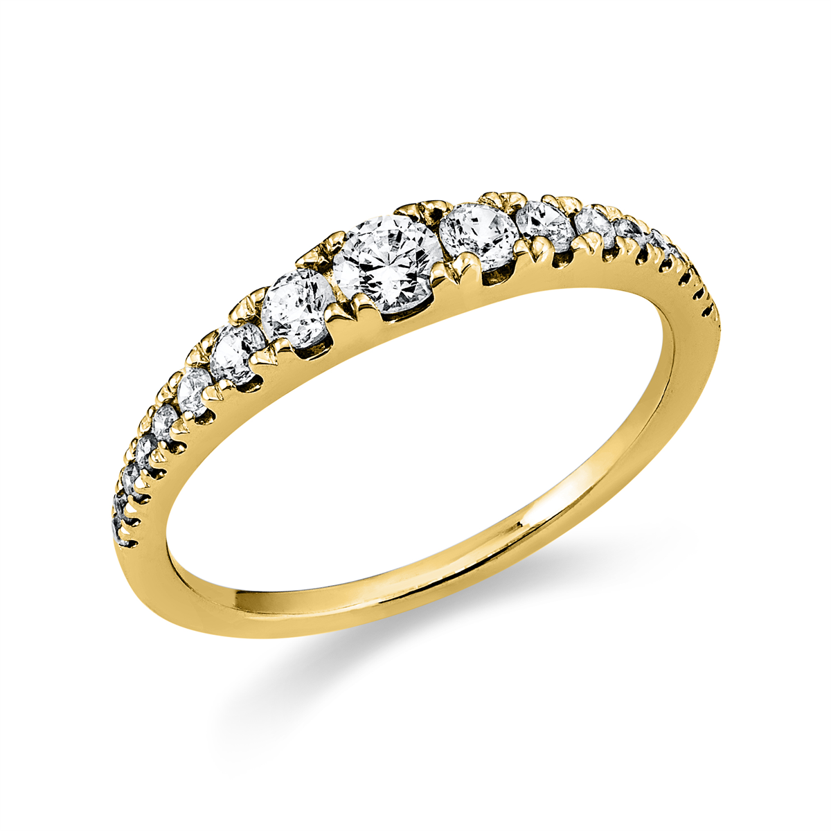 diamond full cut modern woman ring in yellow gold