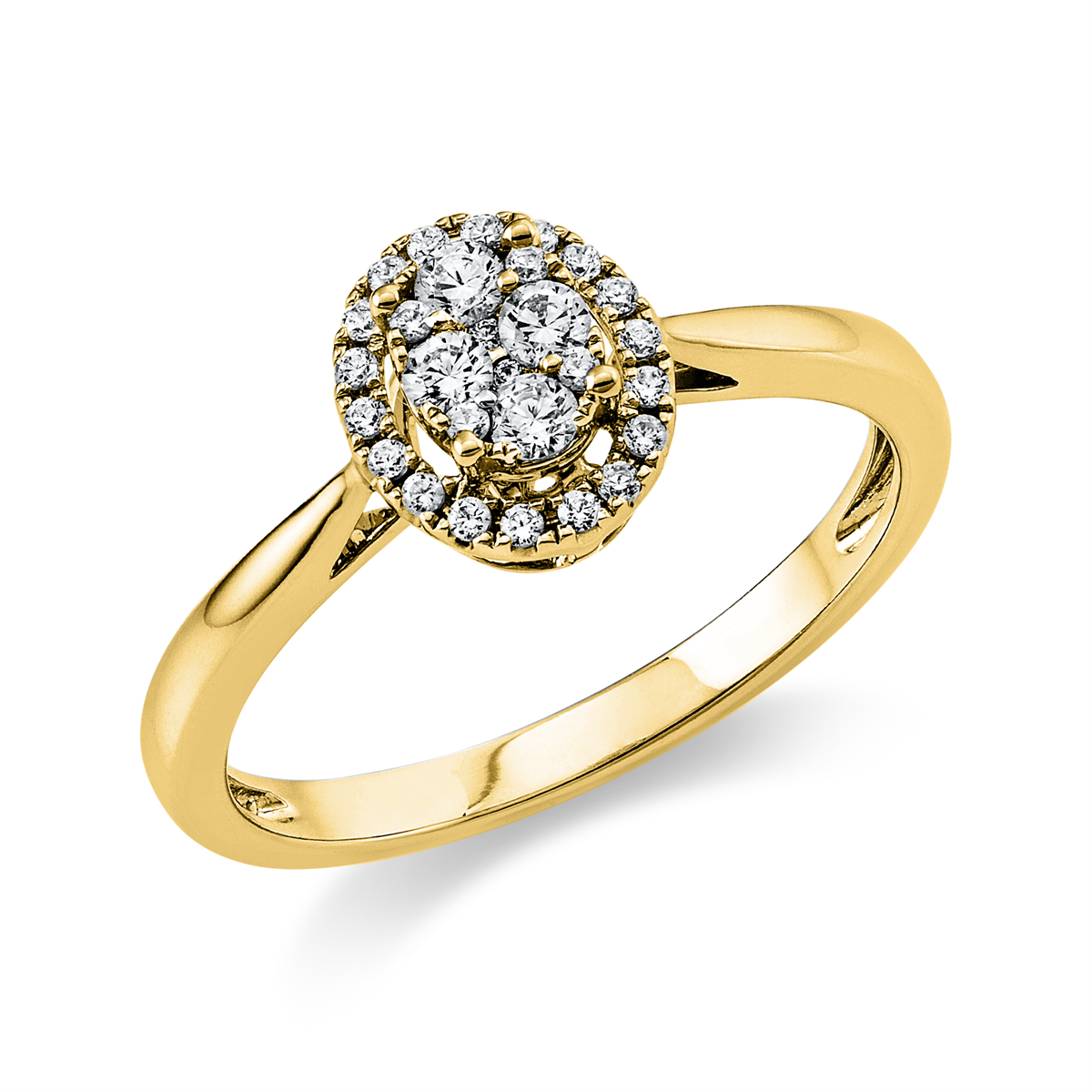 diamond full cut illusion classic ring in yellow gold
