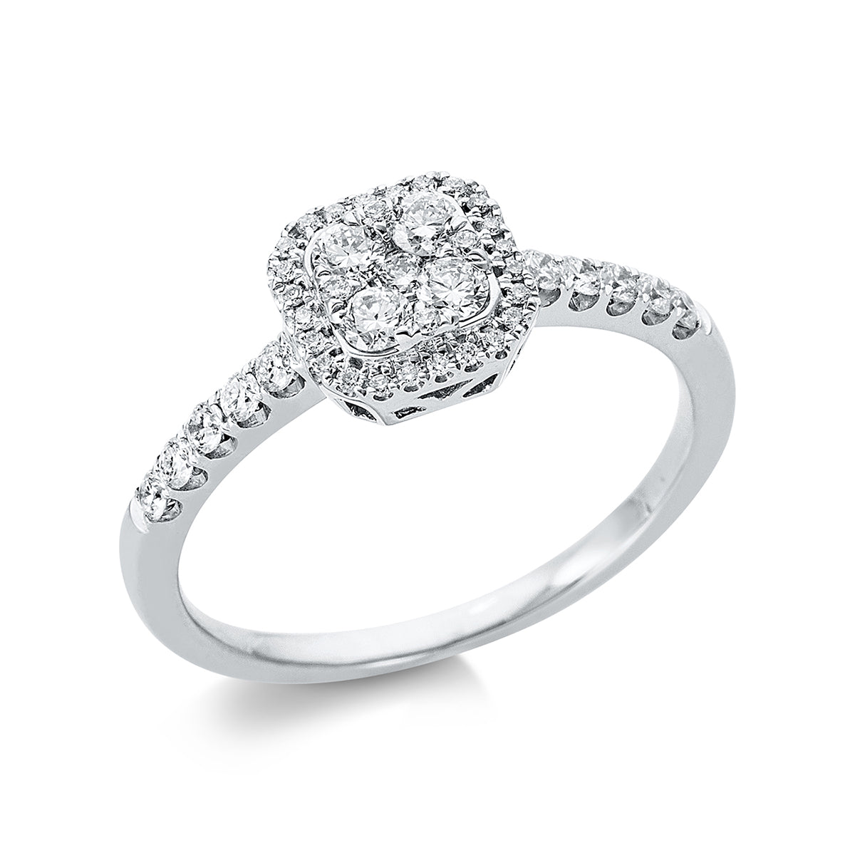 diamond full cut illusion classic ring in white gold