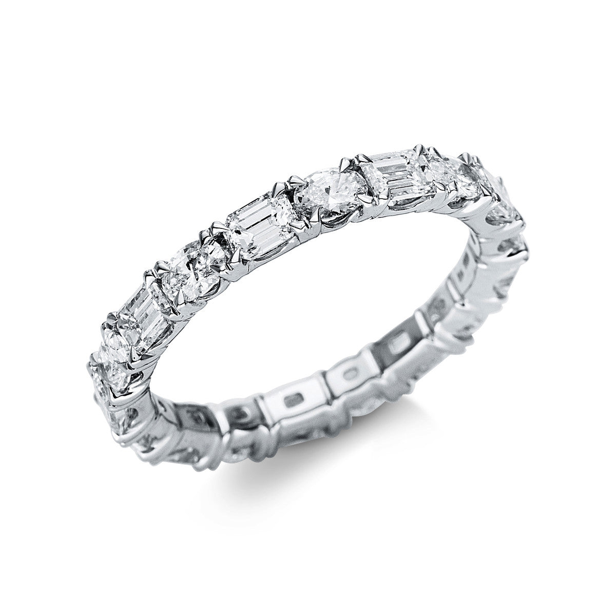 oval baguette ring in white gold
