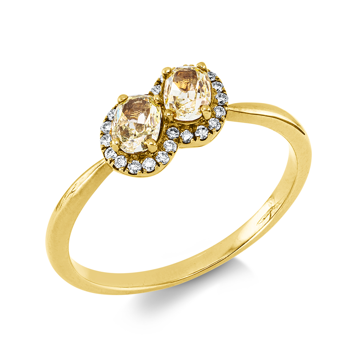 diamond full cut fancy colored diamond ring in yellow gold