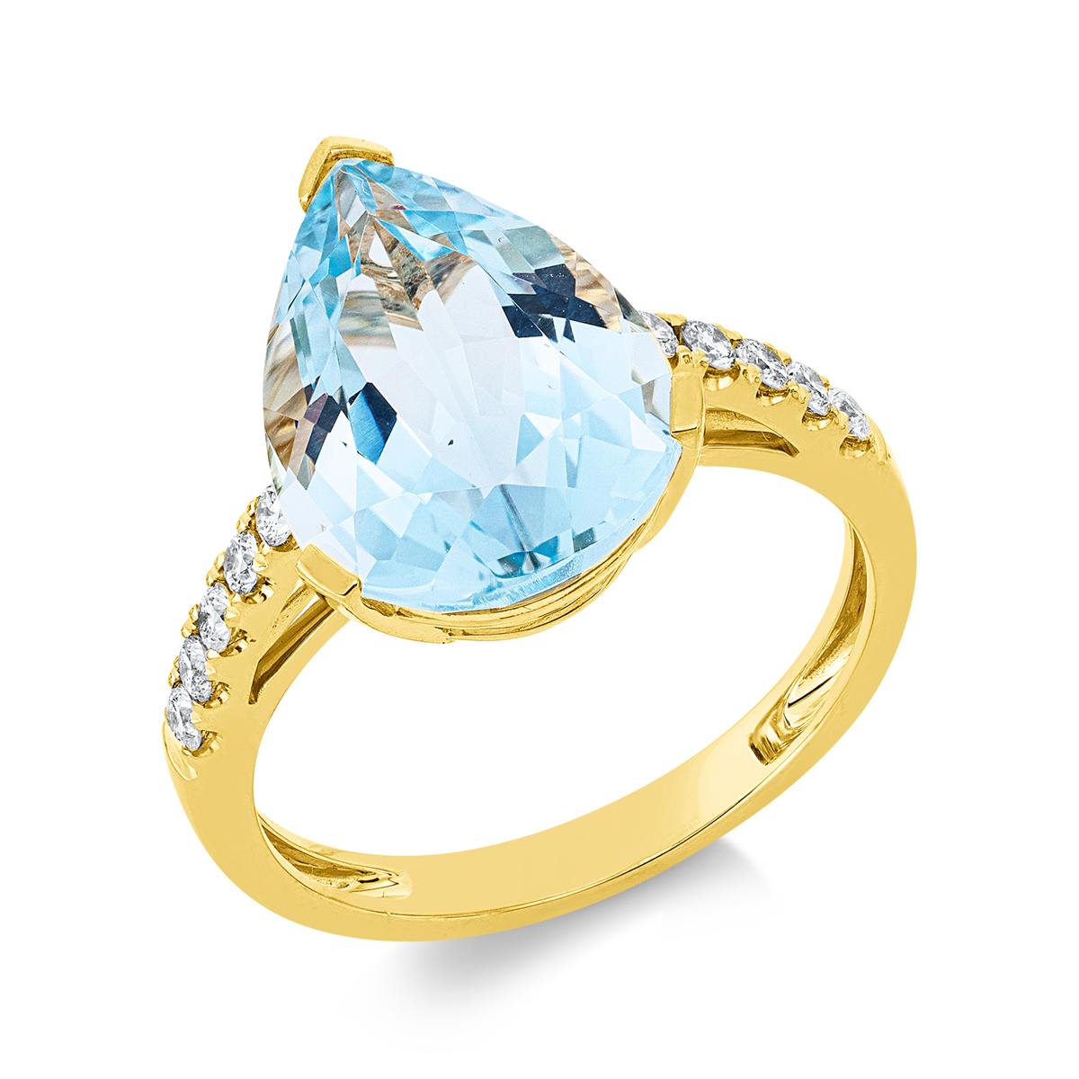 diamond full cut topaz colored stone fashion ring in yellow gold