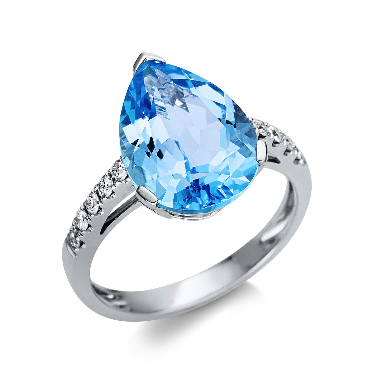 diamond full cut topaz colored stone fashion ring in white gold
