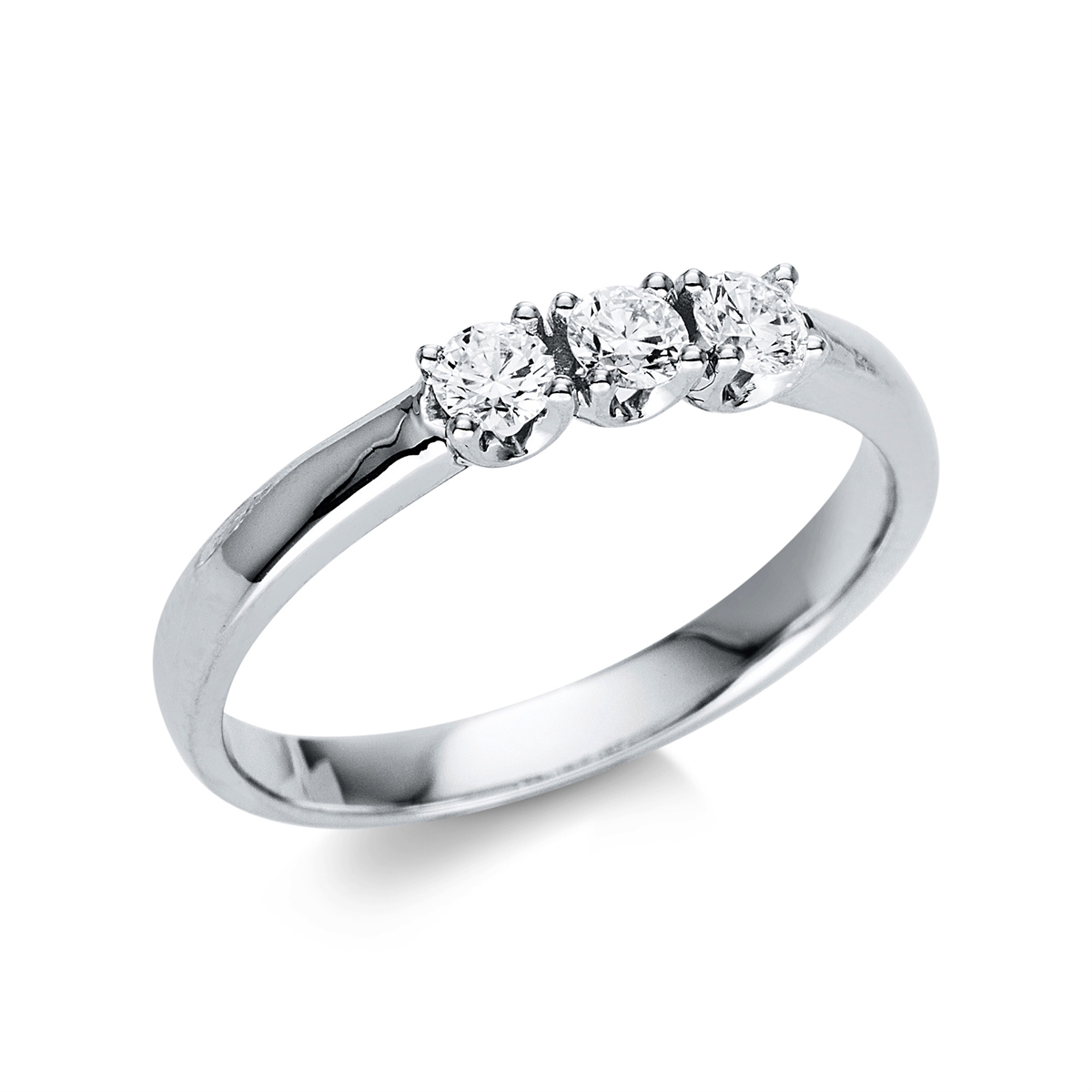 diamond full cut solitaire with accent stones ring in white gold
