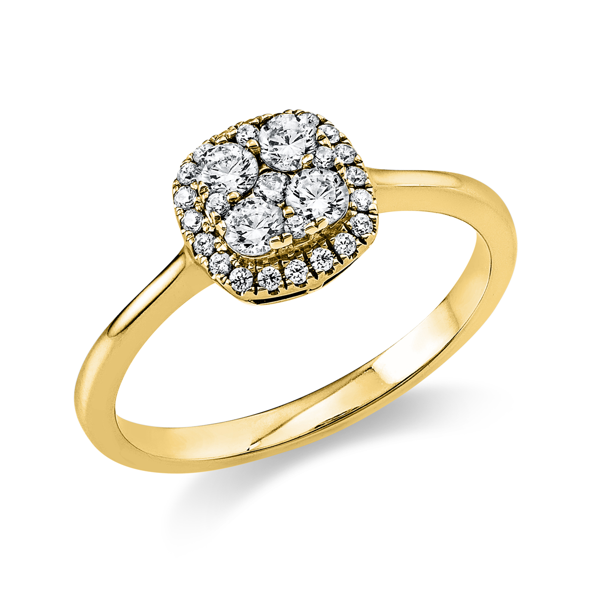 diamond full cut illusion classic ring in yellow gold