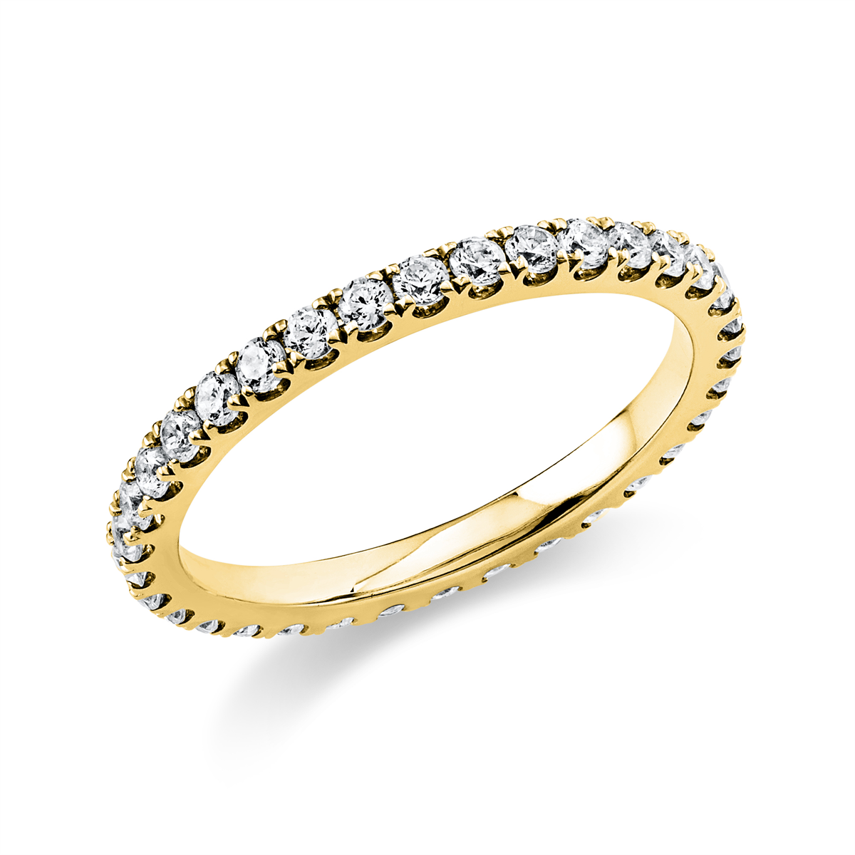 diamond full cut eternity full ring in yellow gold