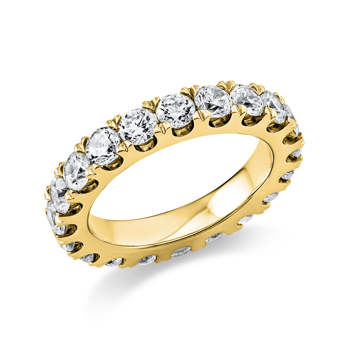 diamond full cut eternity full ring in yellow gold