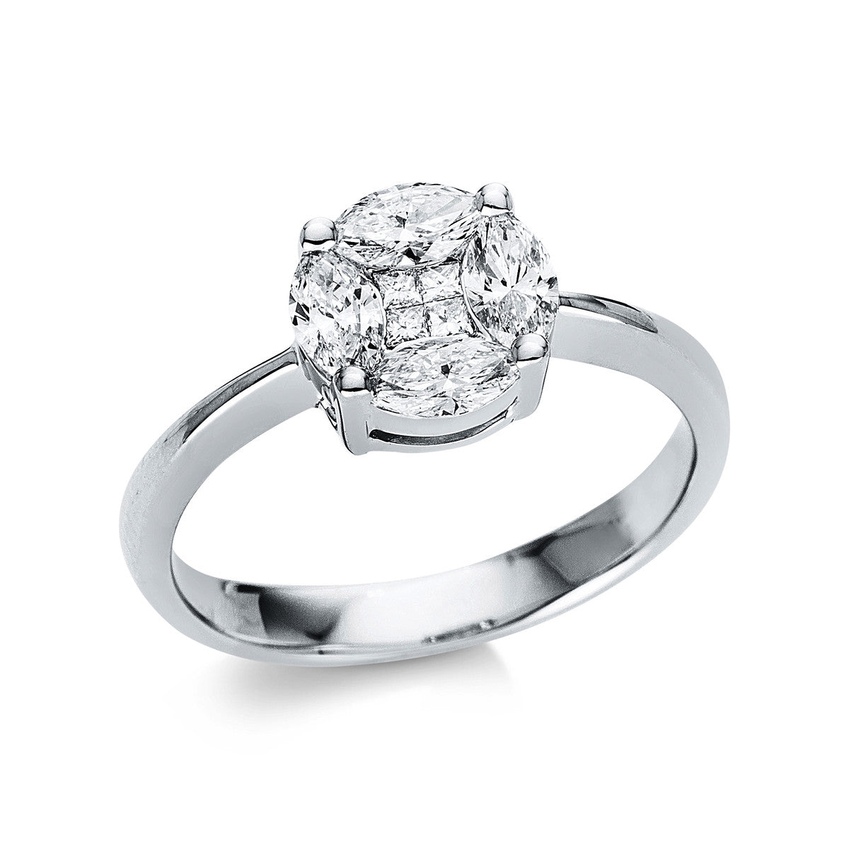 marquise illusion classic ring in white gold