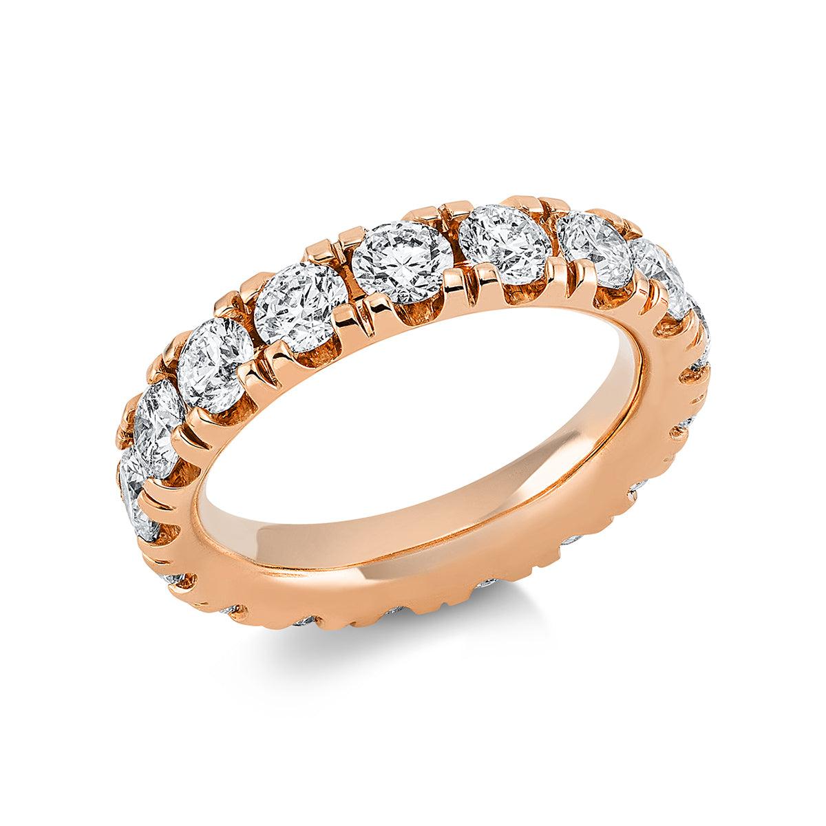 diamond full cut eternity full ring in red gold