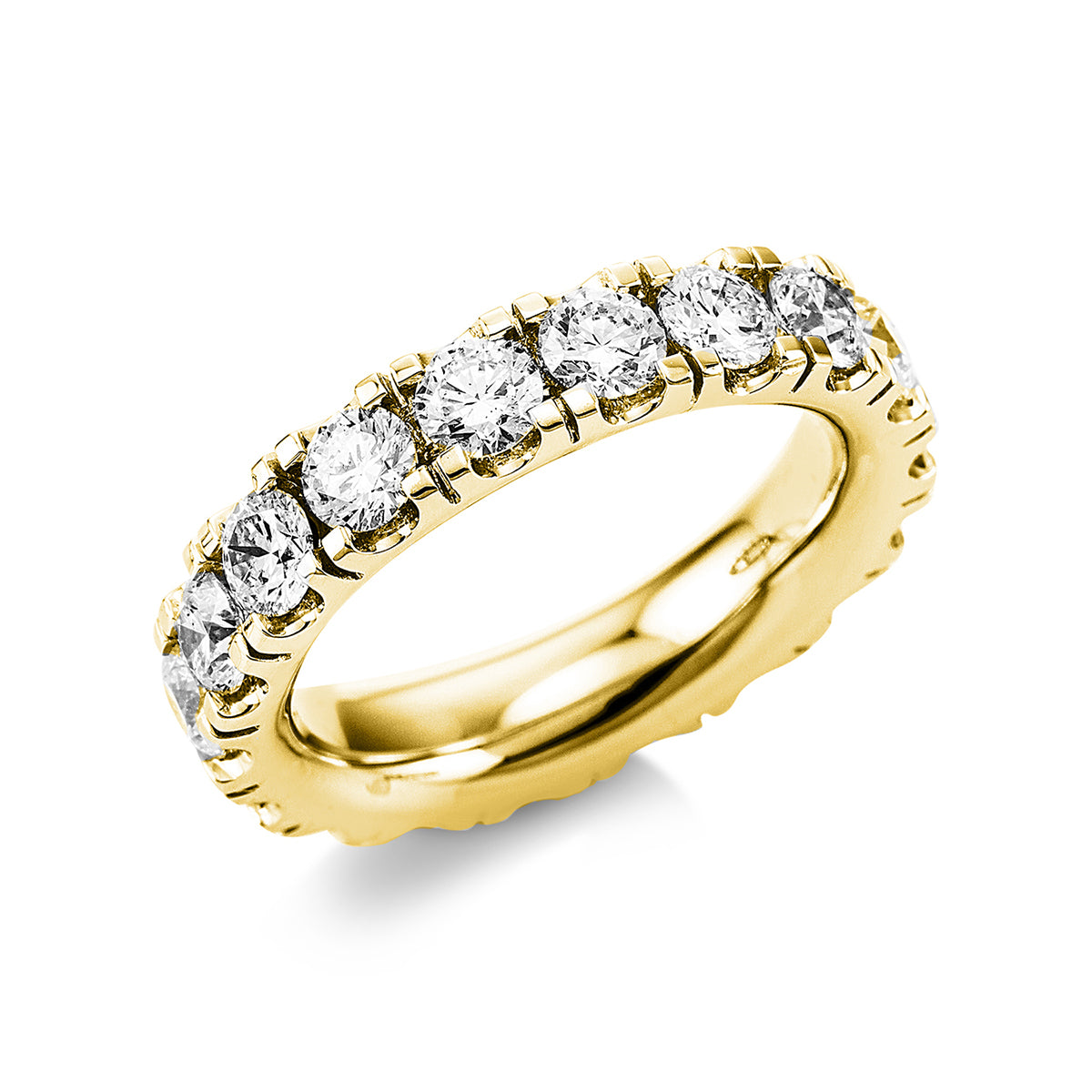 diamond full cut eternity full ring in yellow gold