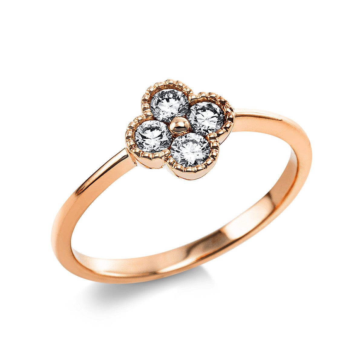 diamond full cut modern woman ring in red gold