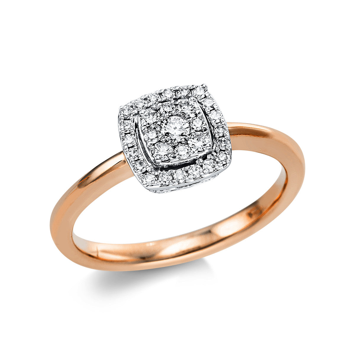 diamond full cut illusion classic ring in red gold / white gold