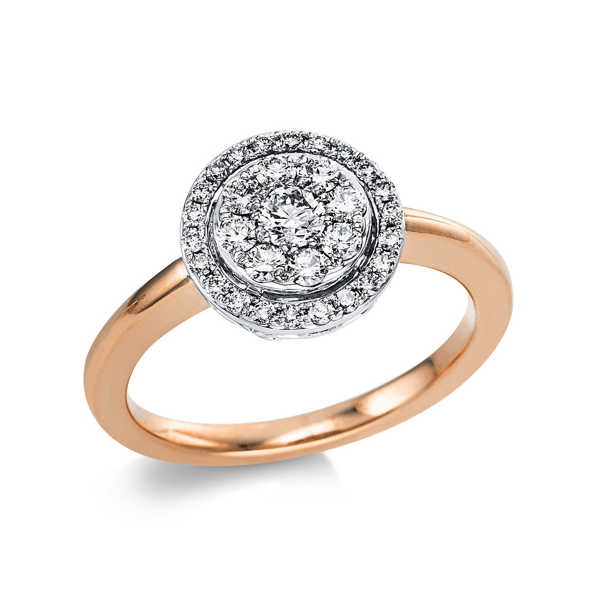 diamond full cut illusion classic ring in red gold / white gold