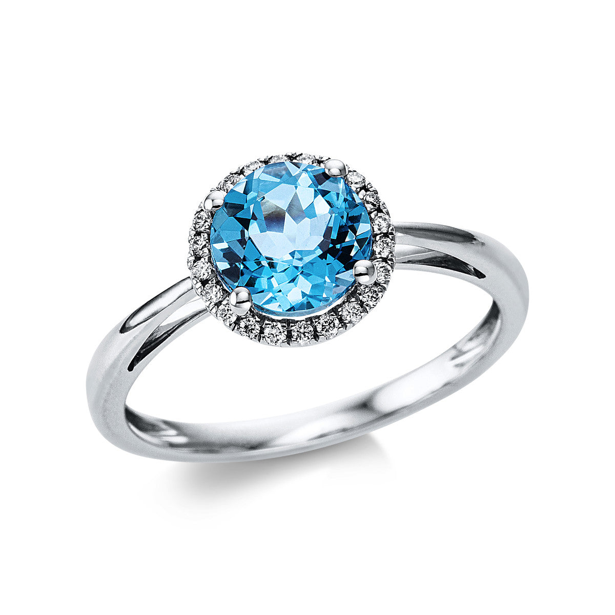 diamond full cut topaz colored stone fashion ring in white gold