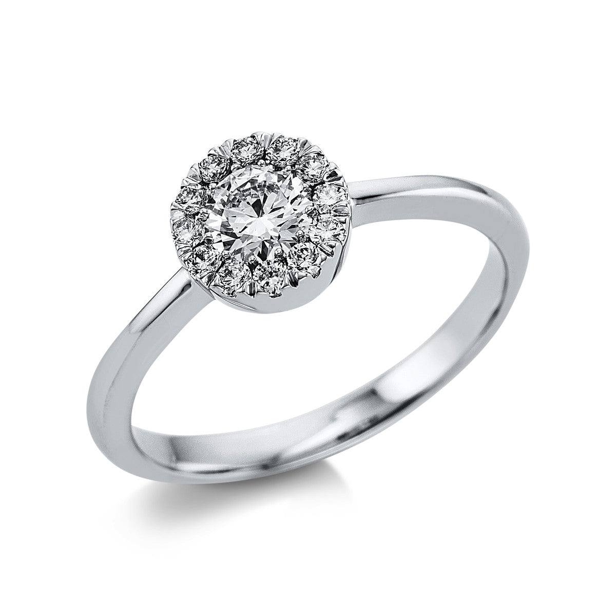 diamond full cut illusion classic ring in white gold