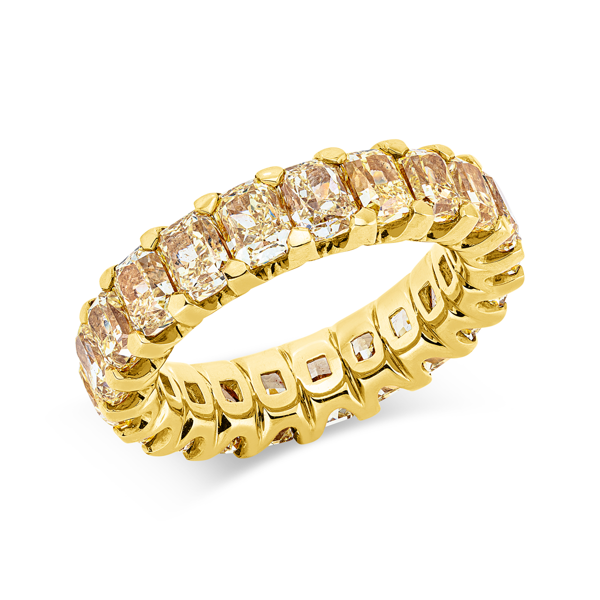 radiant cut eternity full ring in yellow gold