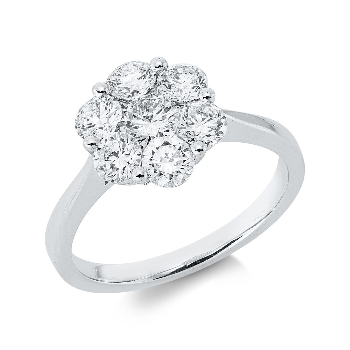 diamond full cut illusion classic ring in white gold