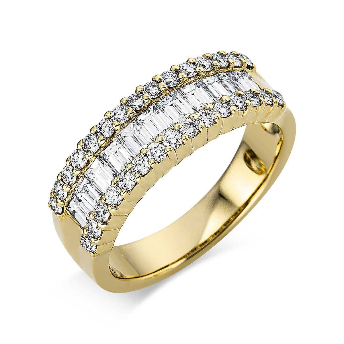 diamond full cut baguette ring in yellow gold