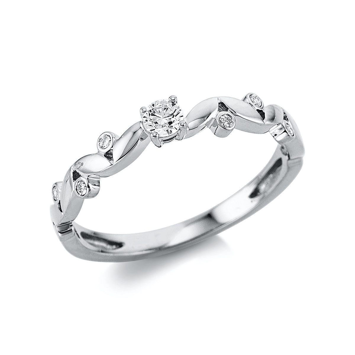 diamond full cut modern woman ring in white gold