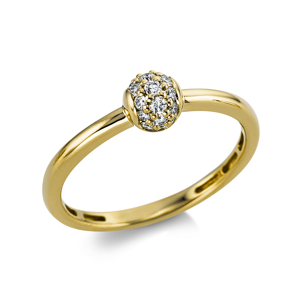 diamond full cut pavé ring in yellow gold