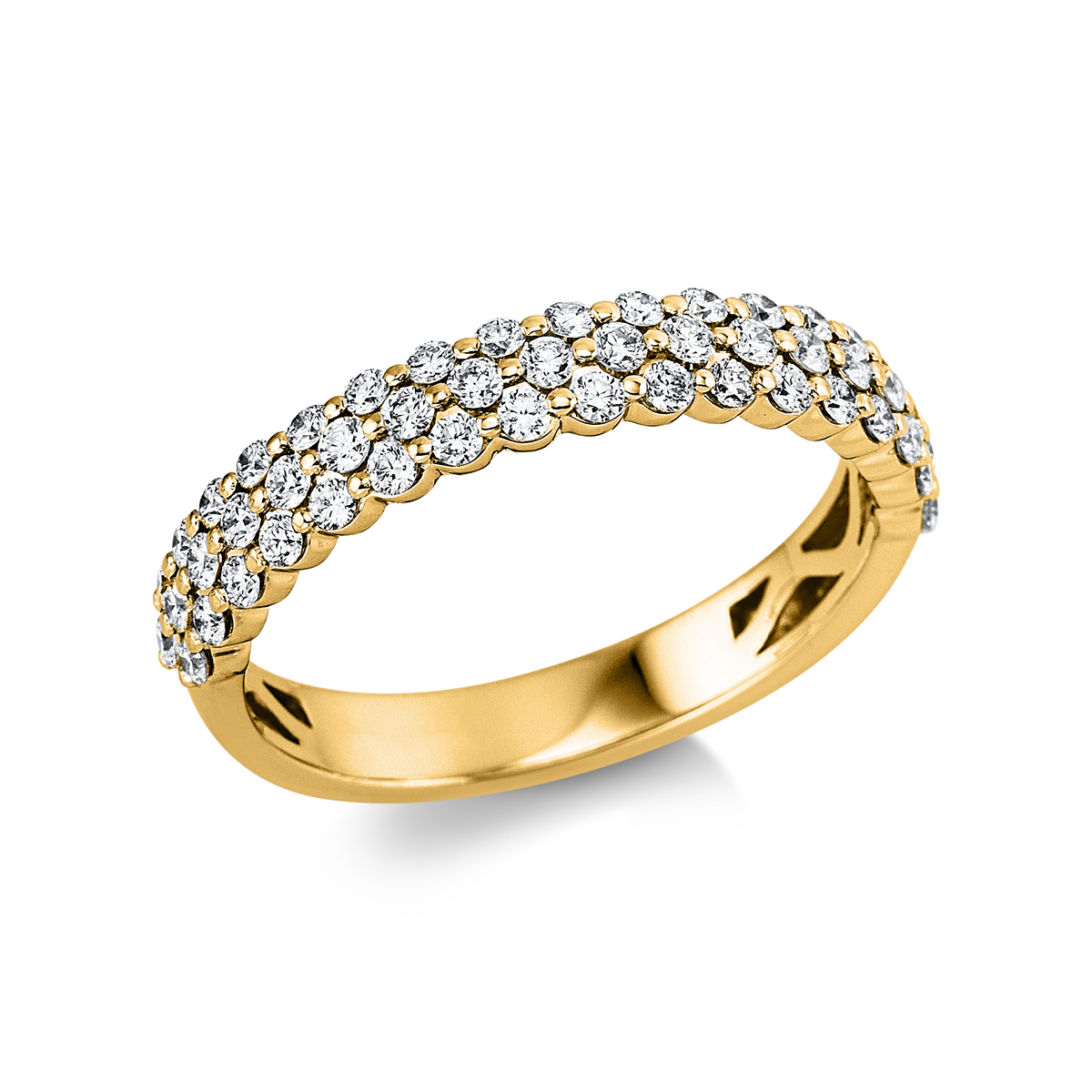 diamond full cut modern woman ring in yellow gold