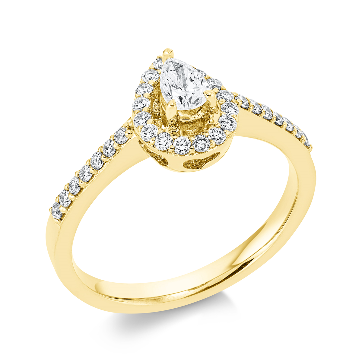 diamond full cut solitaire with accent stones ring in yellow gold