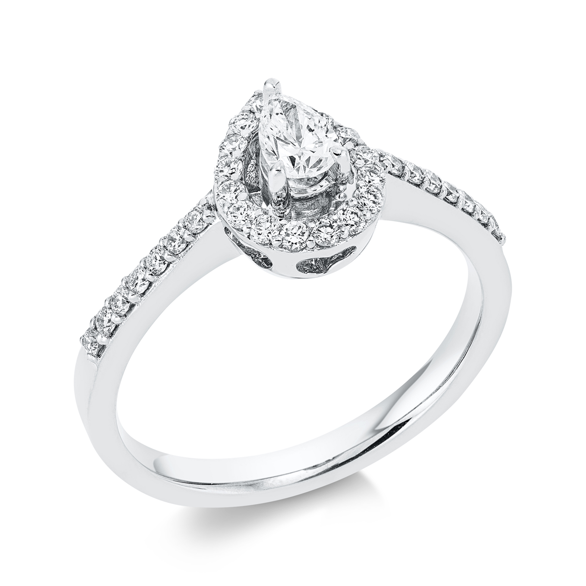 diamond full cut solitaire with accent stones ring in white gold