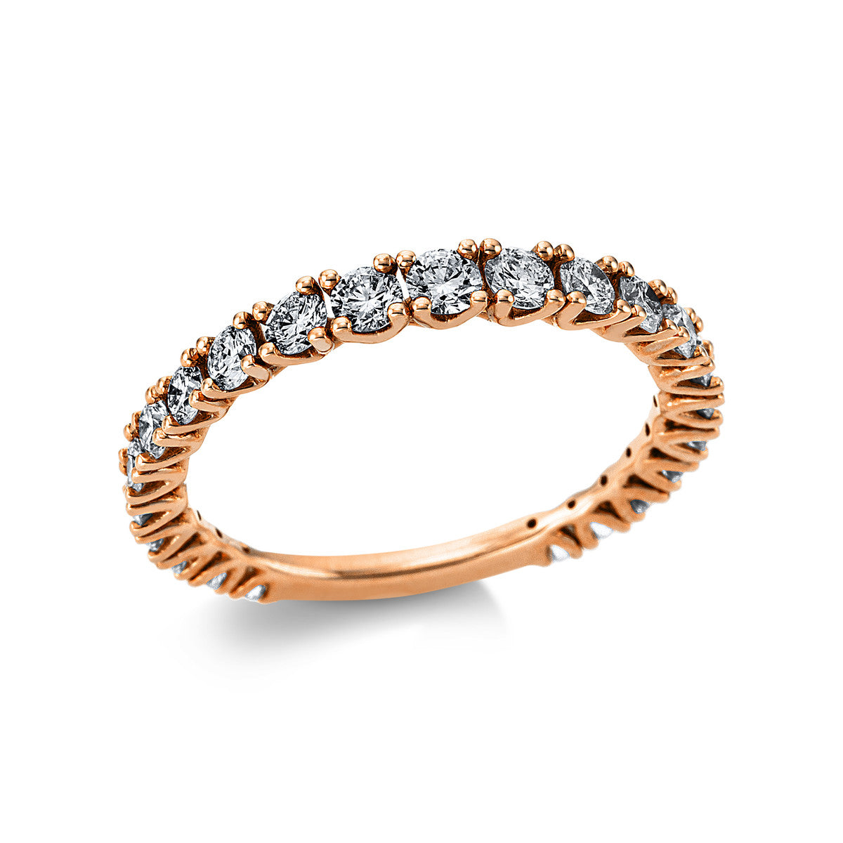 diamond full cut eternity half ring in red gold