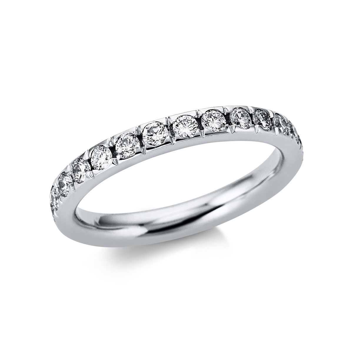 diamond full cut eternity half ring in white gold