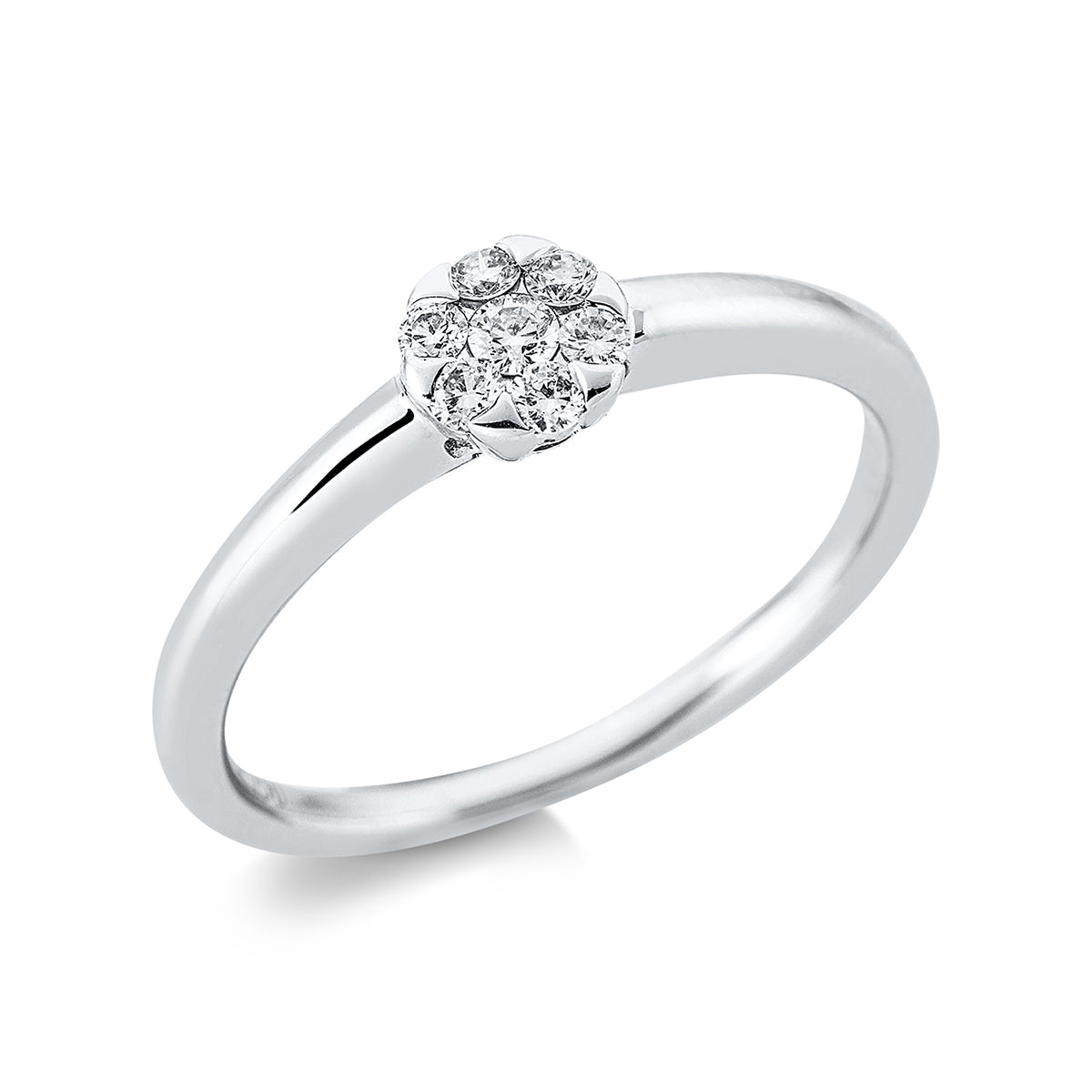 diamond full cut illusion classic ring in white gold