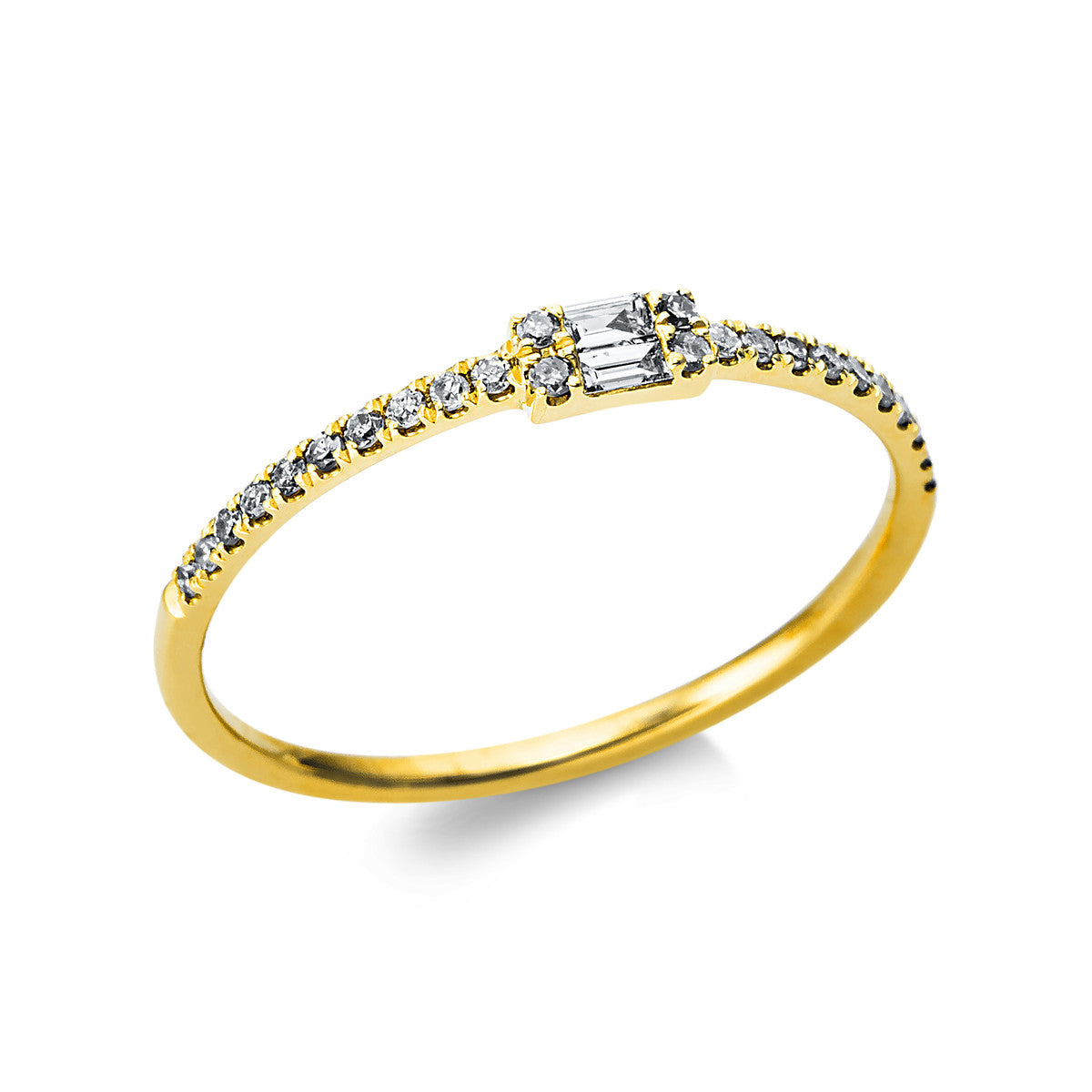 diamond full cut baguette ring in yellow gold