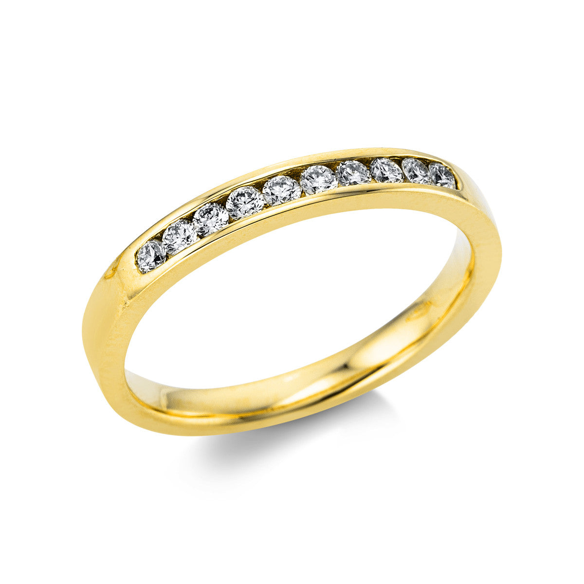 diamond full cut eternity half ring in yellow gold