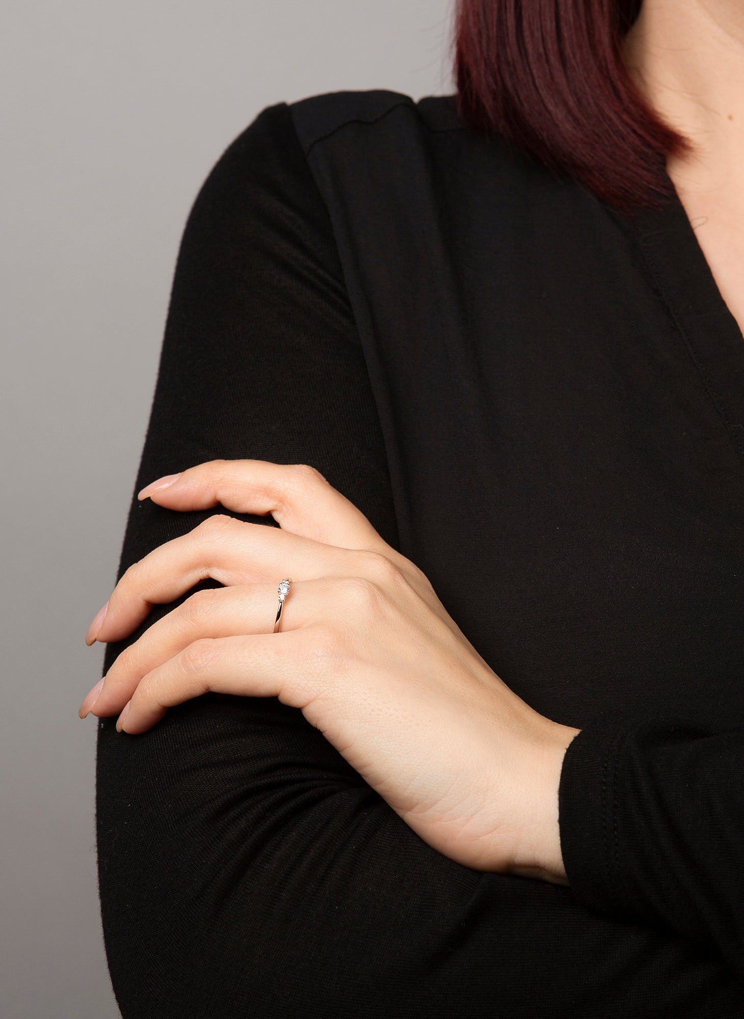 Solitaire ring met accentstenen - 1Q747