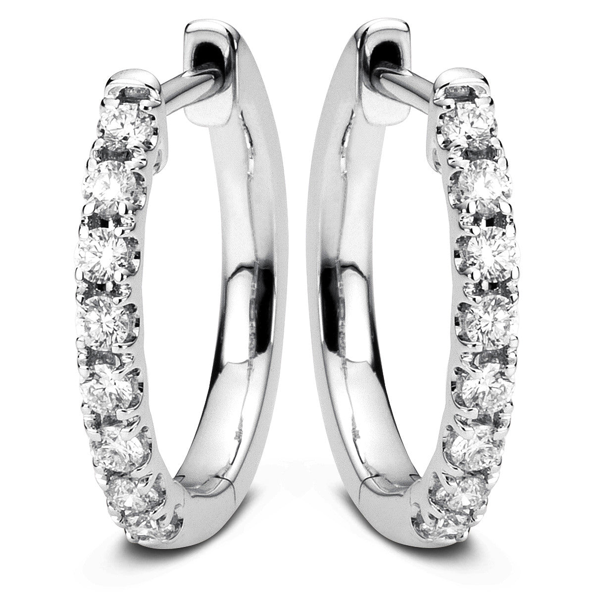 diamond full cut modern woman hoops & huggies in white gold