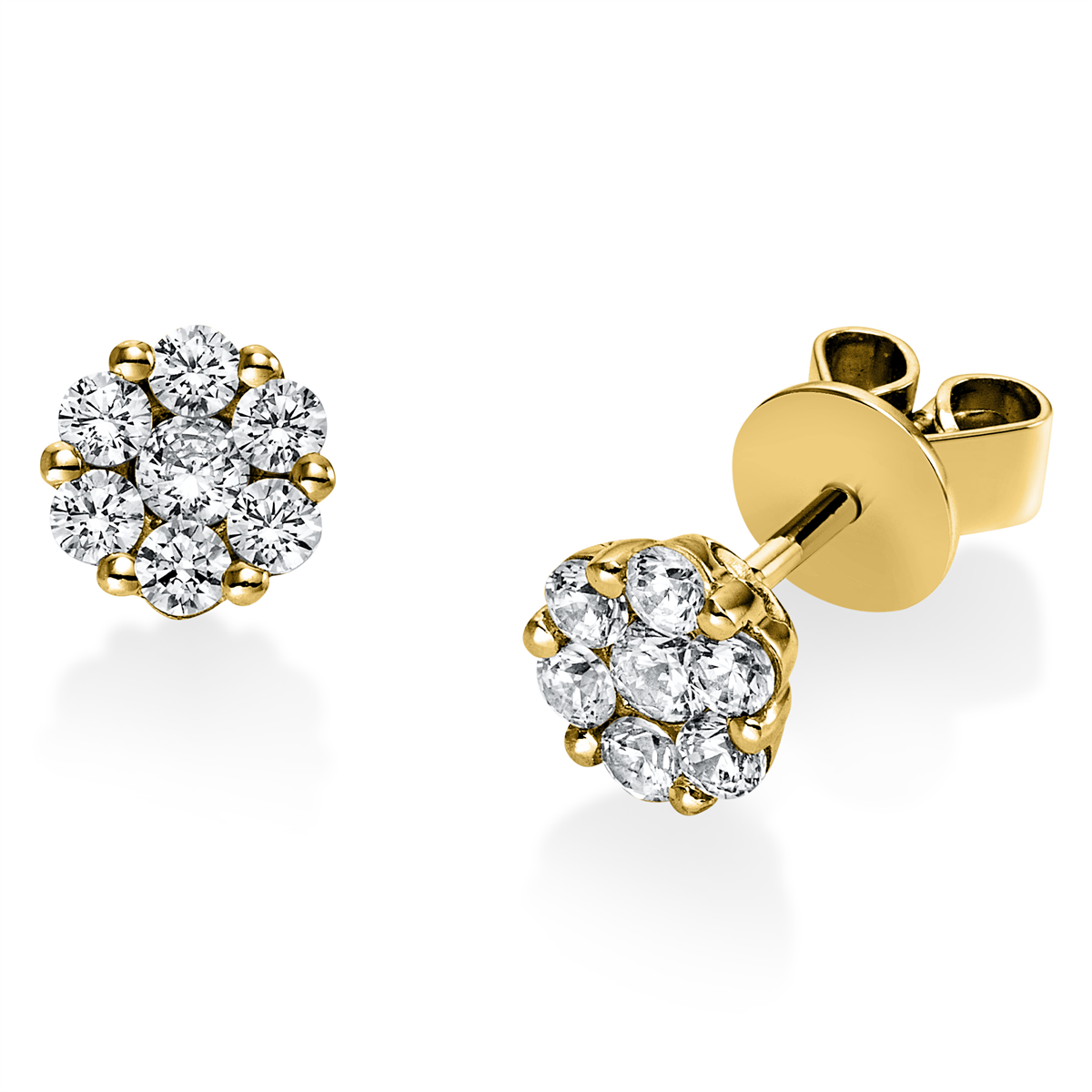 diamond full cut illusion classic studs in yellow gold