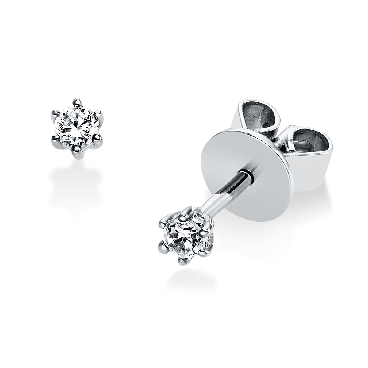 diamond full cut solitaire studs in white gold