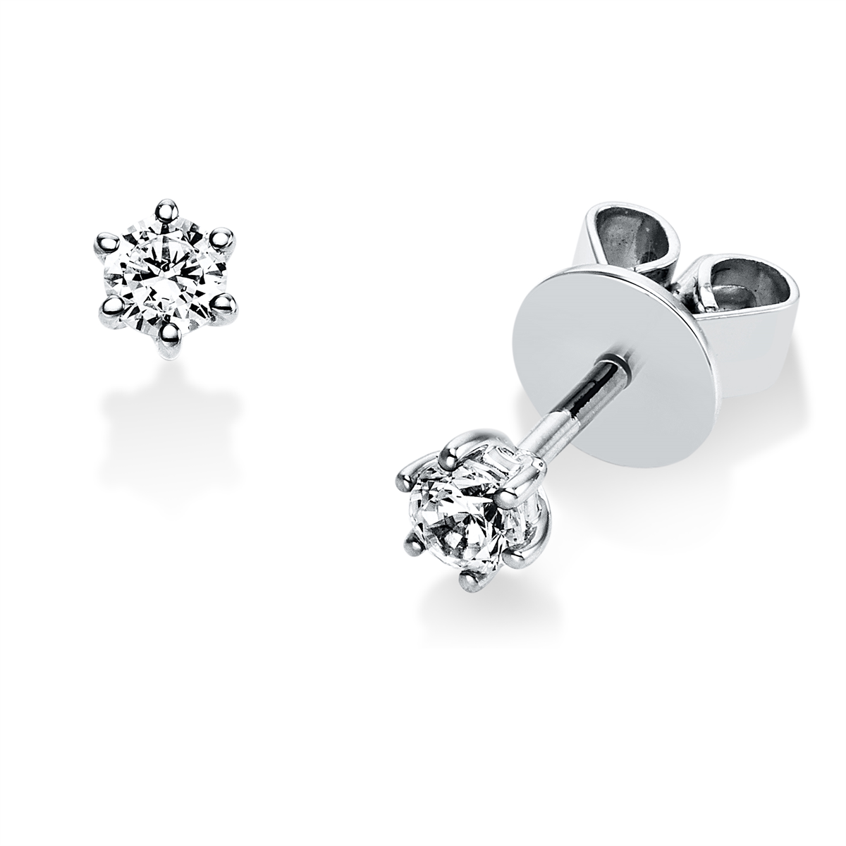 diamond full cut solitaire studs in white gold