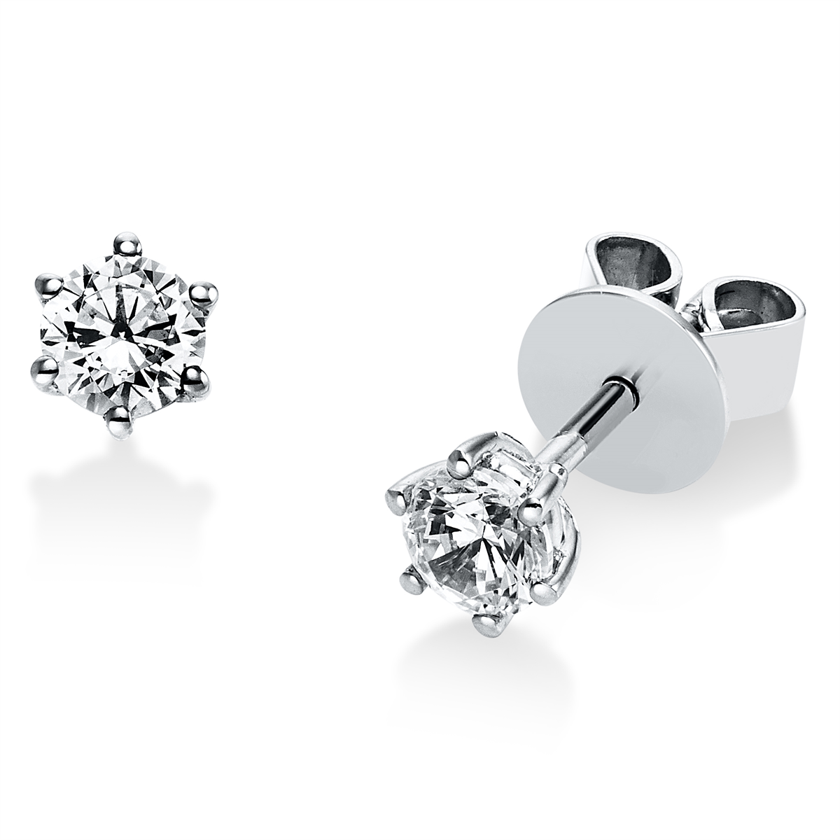 diamond full cut solitaire studs in white gold