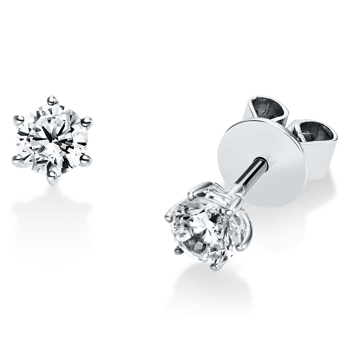 diamond full cut solitaire studs in white gold