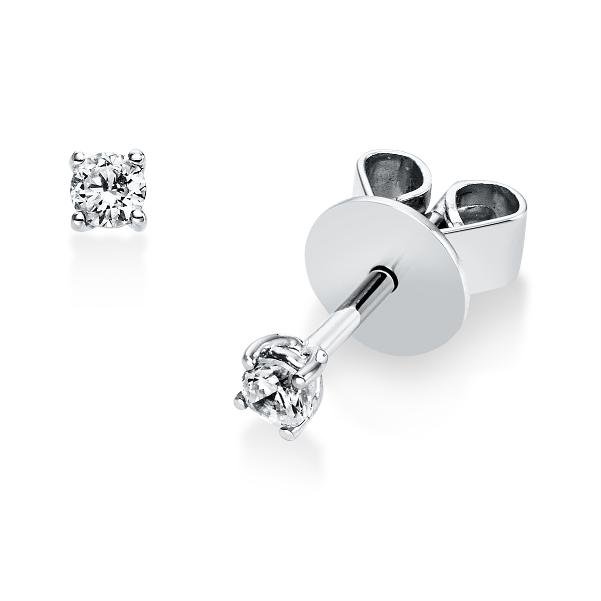 diamond full cut solitaire studs in white gold