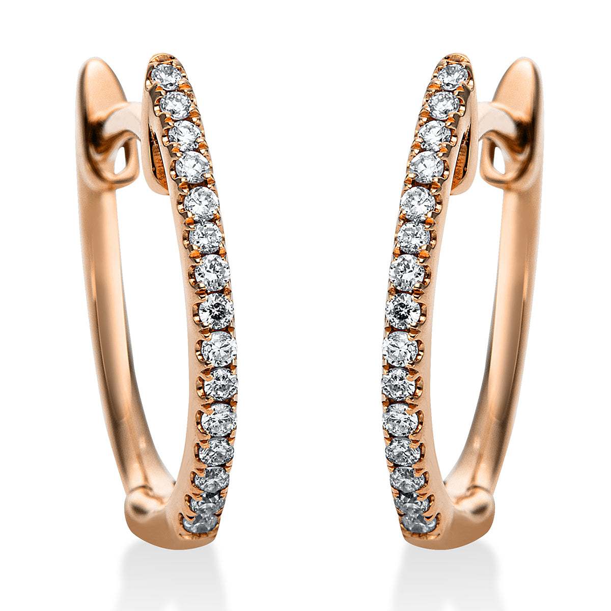 diamond full cut modern woman hoops & huggies in red gold