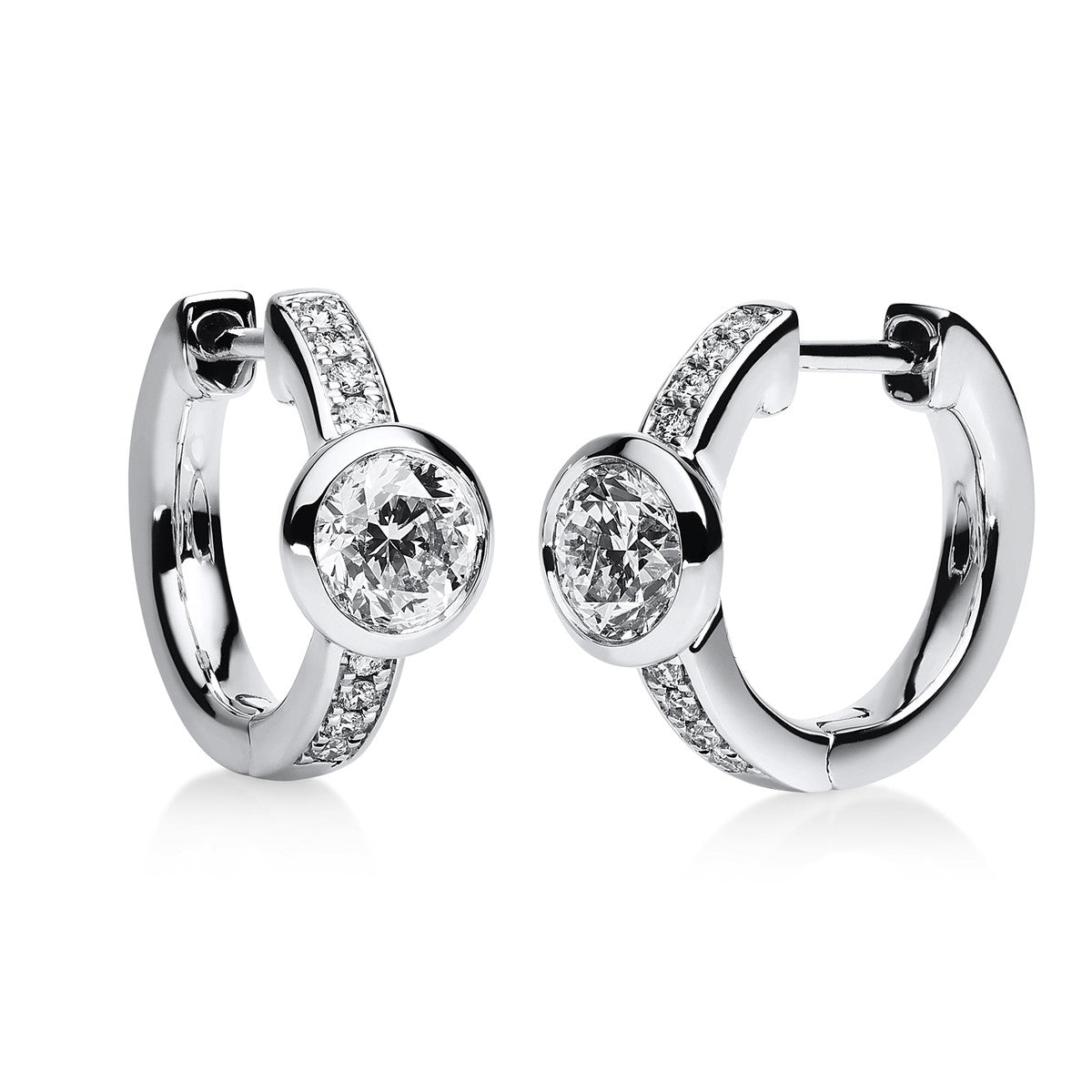 diamond full cut solitaire with accent stones hoops & huggies in white gold
