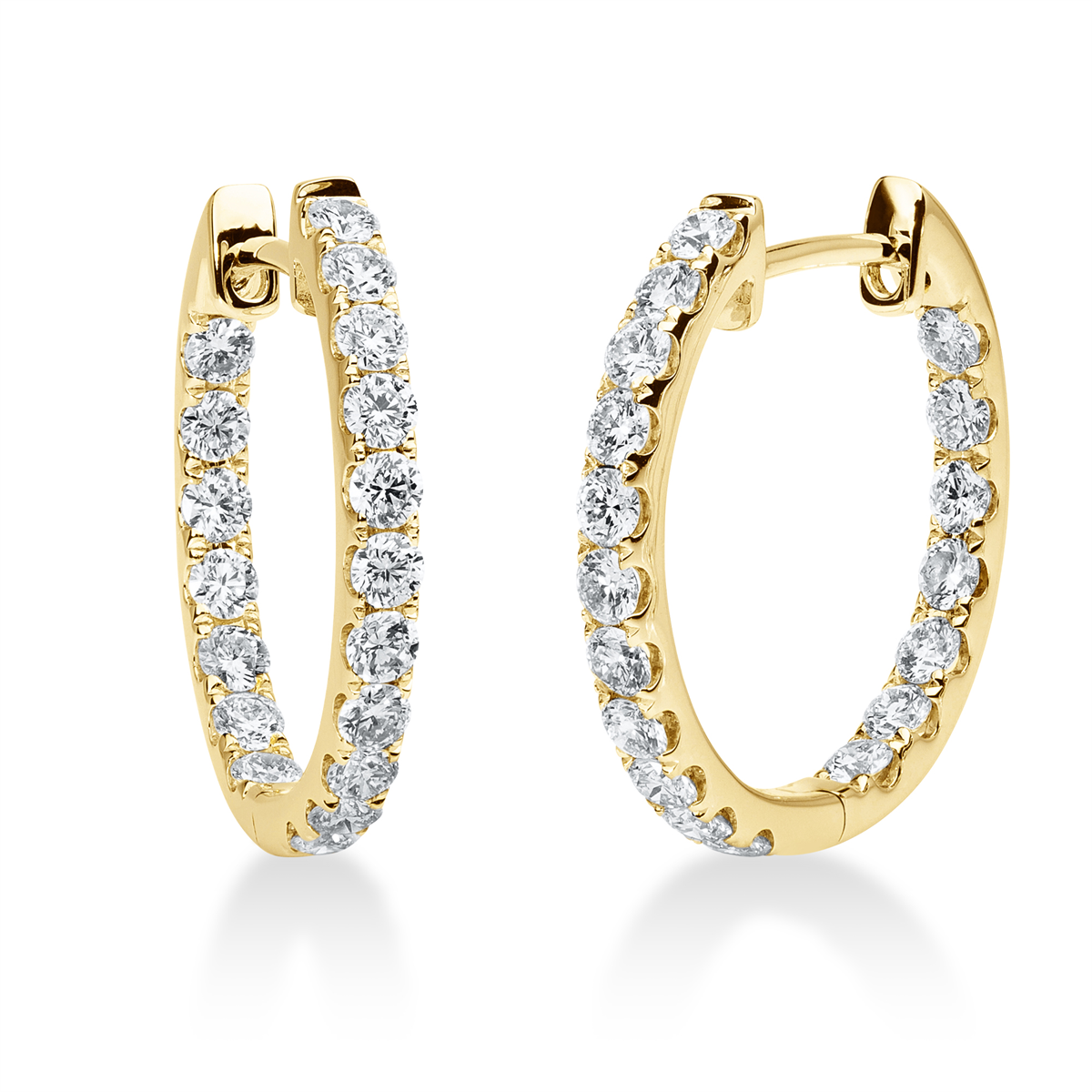 diamond full cut modern woman hoops & huggies in yellow gold