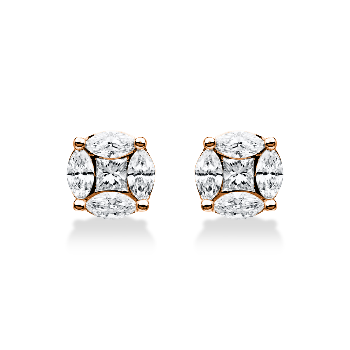 marquise illusion classic studs in red gold